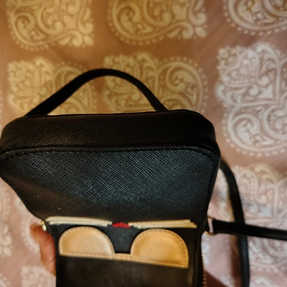 Karl Lagerfeld Black and Gold Cat Phone Crossbody Bag - Picture 5 of 8